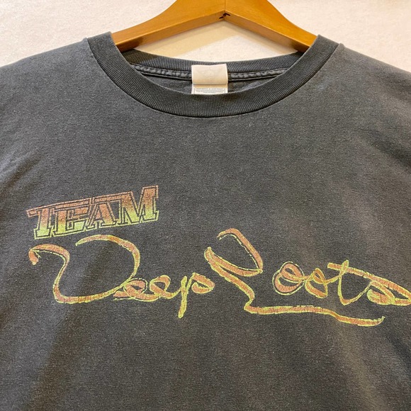 Y2K Deep Roots Tshirt Mens Size 2XL Black Fade Tshirt DISTRESSED - Picture 4 of 7